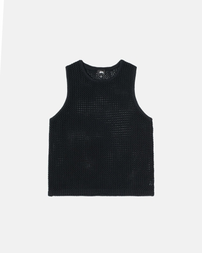 Black Men's Stussy O'Dyed Heavyweight Mesh Tanks | CA0000967