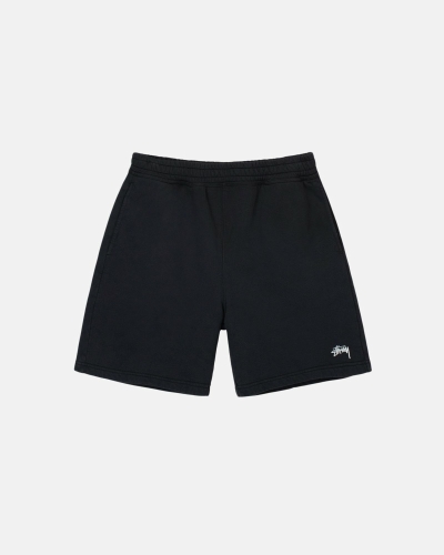 Black Men's Stussy Overdyed Stock Logo Shorts | CA0000659