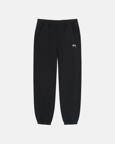 Black Men's Stussy Overdyed Stock Logo Sweatpants | CA0000884