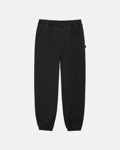 Black Men's Stussy Pigment Dyed Fleece Pants | CA0000567