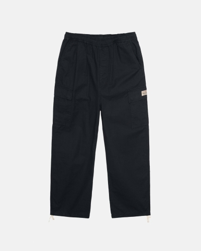 Black Men's Stussy Ripstop Cargo Beach Pants | CA0000587