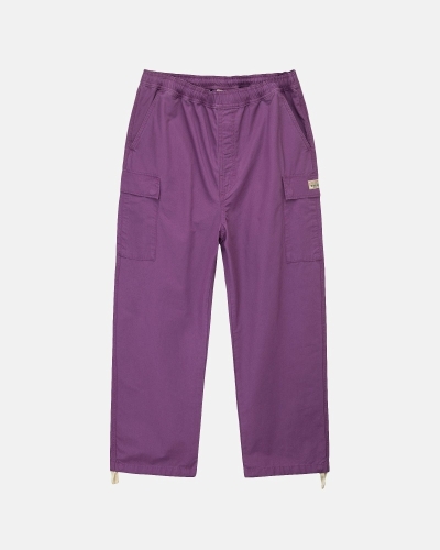 Black Men's Stussy Ripstop Cargo Beach Pants | CA0000588