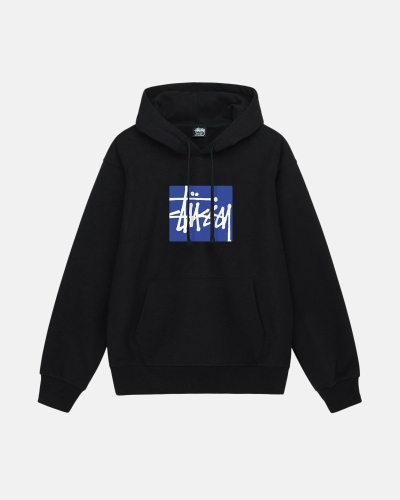 Black Men's Stussy Stock Box Hoodies | CA0000075