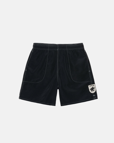 Black Men's Stussy Surfman Patch Shorts | CA0000704