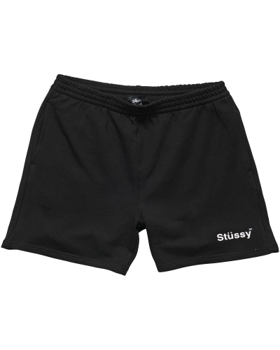 Black Men's Stussy Text Fleece Short Sportswear | CA0000791