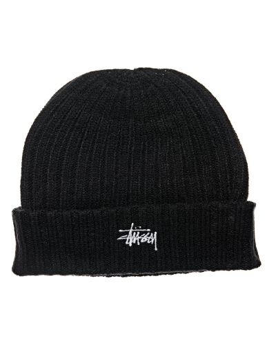 Black Women's Stussy Graffiti Rib Knit Beanie Hats | CA0000458