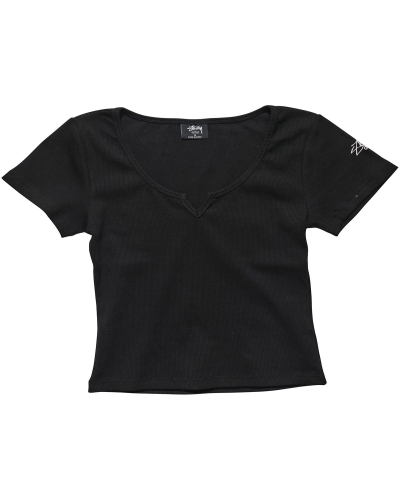 Black Women's Stussy Mission Rib Insert T Shirts | CA0000244