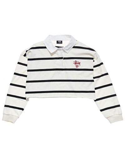 Black Women's Stussy Monaco Stripe Rugby Shirts | CA0000326