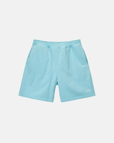 Blue Men's Stussy Overdyed Stock Logo Short Shorts | CA0000662