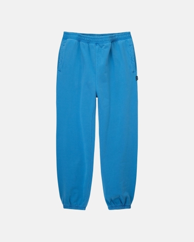 Blue Men's Stussy Pigment Dyed Fleece Pants | CA0000565