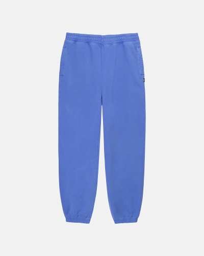 Blue Men's Stussy Pigment Dyed Fleece Pants | CA0000568