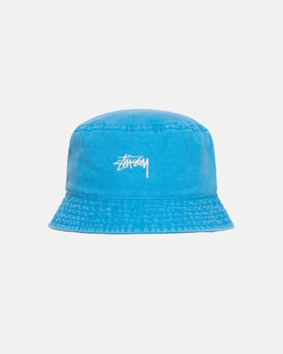 Blue Men's Stussy Washed Stock Bucket Hats | CA0000510