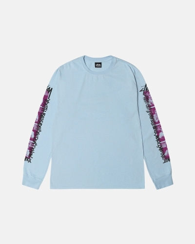 Blue Men's Stussy Youth Brigade Pigment Dyed Ls T Shirts | CA0000288