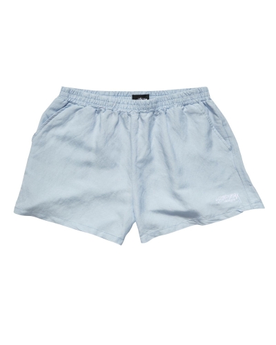 Blue Women's Stussy Designs Linen Short Shorts | CA0000640