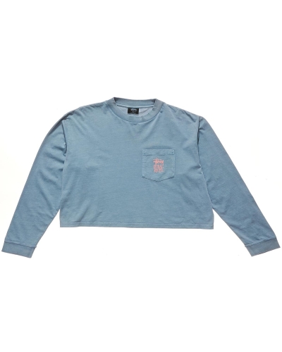 Blue Women's Stussy Graffiti Pigment LS Boxy Sweatshirts | CA0000922