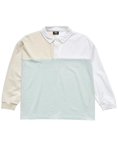 Blue Women's Stussy Hazel Panelled Rugby Shirts | CA0000314