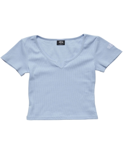 Blue Women's Stussy Mission Rib Insert T Shirts | CA0000246