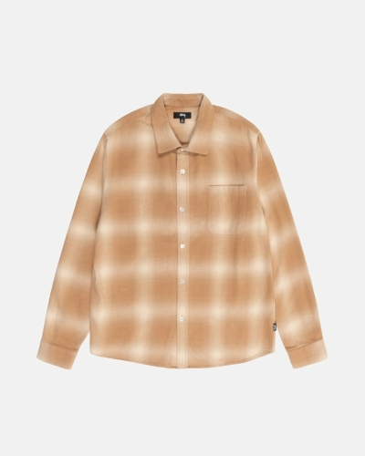 Brown Men's Stussy Bay Plaid Shirts | CA0000295