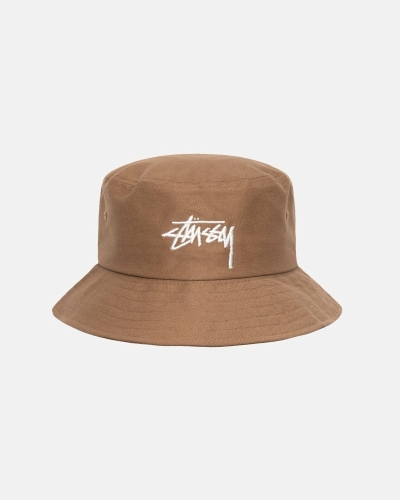 Brown Men's Stussy Big Stock Bucket Hats | CA0000405