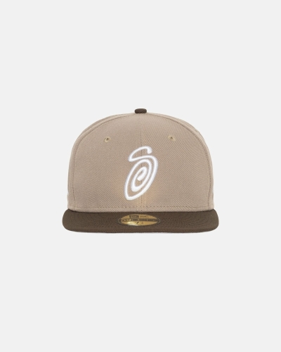 Brown Men's Stussy Curly S 59Fifty New Era Caps | CA0000429