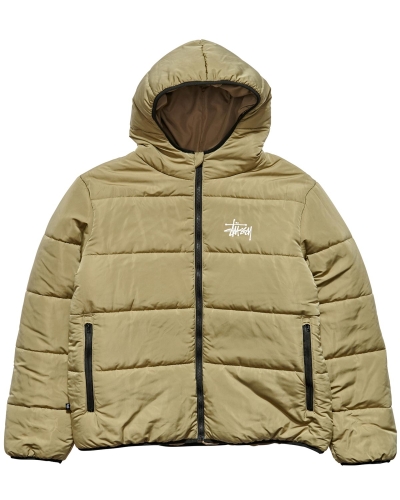 Brown Men's Stussy Graffiti Lightweight Puffa Jackets | CA0000343