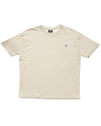 Brown Men's Stussy Work Stripe SS T Shirts | CA0000286