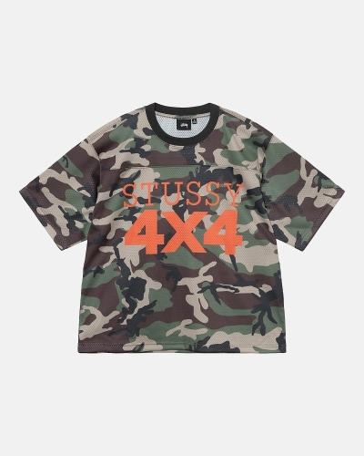 Camo Men's Stussy 4X4 Mesh Football Jersey T Shirts | CA0000092