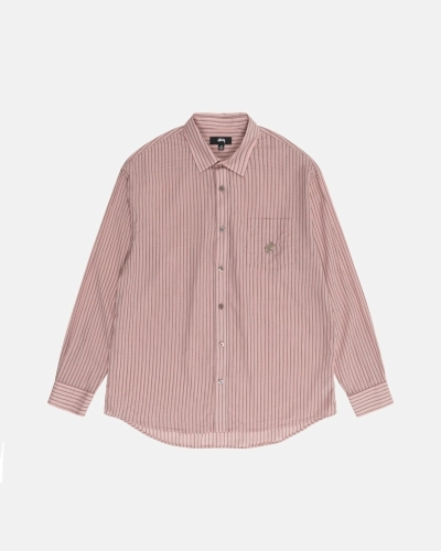 Dark Red Men's Stussy Lightweight Classic Shirts | CA0000319