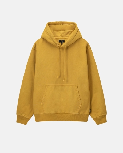 Gold Men's Stussy Pigment Dyed Fleece Hoodies | CA0000054