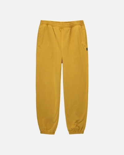 Gold Men's Stussy Pigment Dyed Fleece Pants | CA0000572