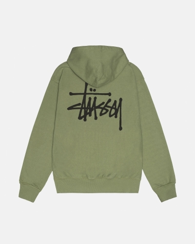 Green Men's Stussy Basic Pigment Dyed Hoodies | CA0000013