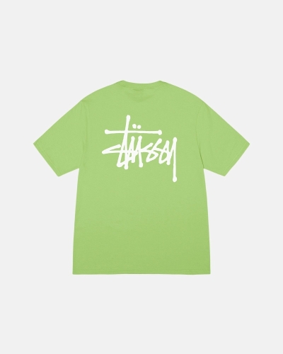 Green Men's Stussy Basic T Shirts | CA0000108