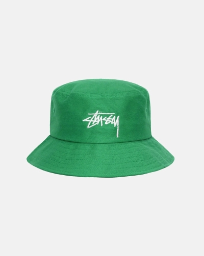 Green Men's Stussy Big Stock Bucket Hats | CA0000407