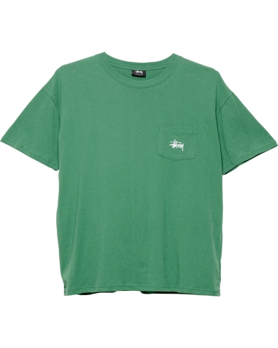 Green Men's Stussy Graffiti Pocket T Shirts | CA0000184