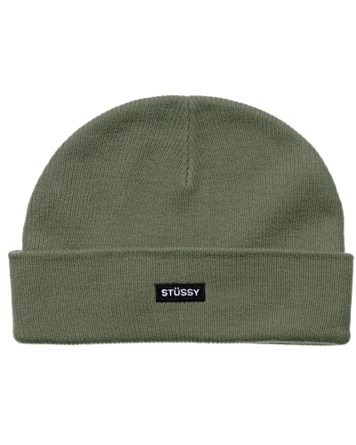 Green Men's Stussy Logo Badge Cuff Beanie Hats | CA0000472