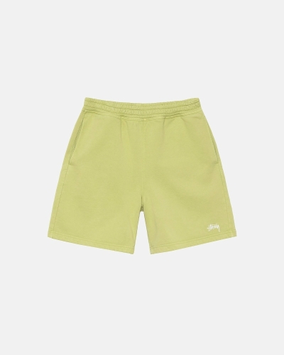 Green Men's Stussy Overdyed Stock Logo Shorts | CA0000657