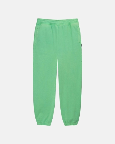 Green Men's Stussy Pigment Dyed Fleece Pants | CA0000570