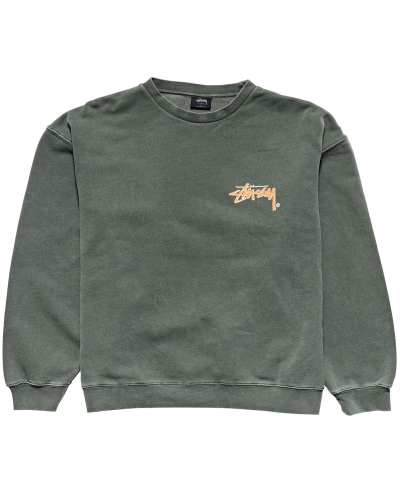 Green Men's Stussy Stock Shadow Crew Sweaters | CA0000854