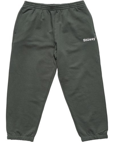 Green Men's Stussy Text Fleece Track Pants | CA0001007