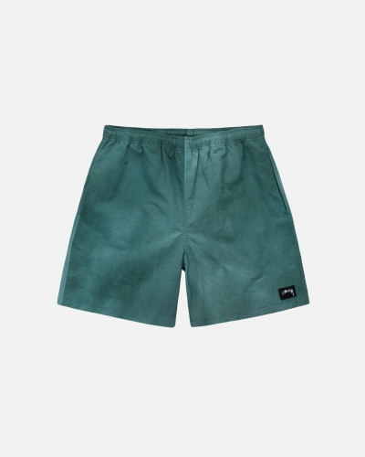 Green Men's Stussy Wave Dye Nylon Short Shorts | CA0000714