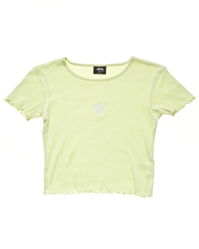 Green Women's Stussy Fairmont Fluted T Shirts | CA0000168