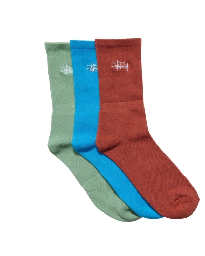 Green Women's Stussy Graffiti (3 Pack) Socks | CA0000722