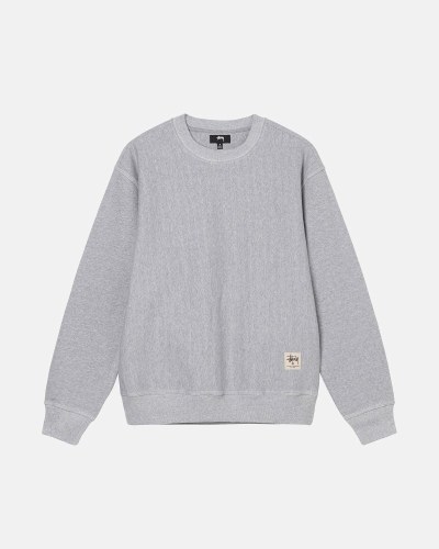 Grey Men's Stussy Contrast Stitch Label Crew Hoodies | CA0000030