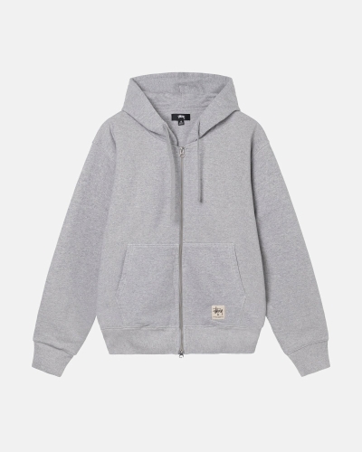 Grey Men's Stussy Double Face Label Zip Hoodies | CA0000040