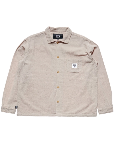 Grey Men's Stussy Grid Seersucker LS Shirts | CA0000310