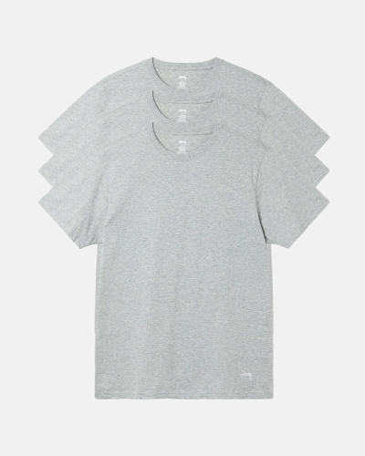 Grey Men's Stussy Pack Of 3 Tagless Cotton Jersey Undershirts | CA0001018