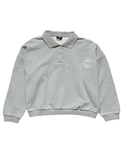 Grey Women's Stussy Graffiti OS Fleece Polo Sweaters | CA0000839