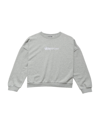 Grey Women's Stussy Sport OS Crew Sportswear | CA0000789