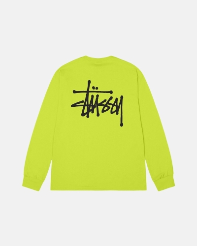 Light Green Men's Stussy Basic Ls T Shirts | CA0000100