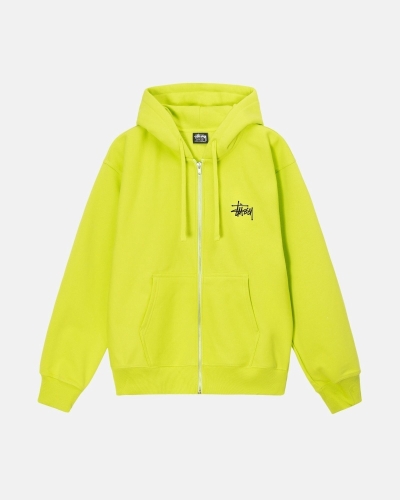 Light Green Men's Stussy Basic Zip Hoodies | CA0000015